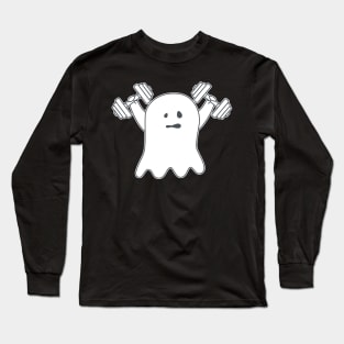 cute ghost with dumbbells Long Sleeve T-Shirt